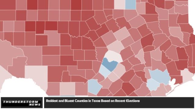 Reddest and Bluest Counties in Texas Based on Recent Elections